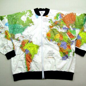 VTG Leslie Jordan World Map Light Jacket Adult Large Streetwear Y2K Retro